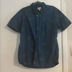 Forever 21 Blue Shirt with Green Cactus Design